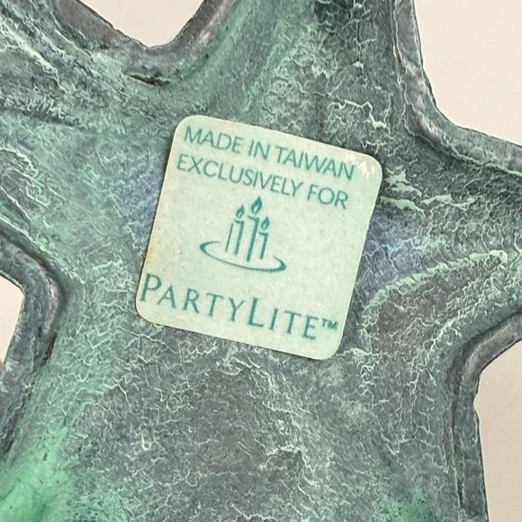 PartyLite Moon and Stars Wall Sconce Candle Holder Verdigris Patina Vintage 8.5" - Picture 5 of 8